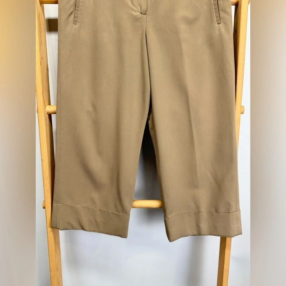 SANDRO Khaki cuff leg crop pants size 10 - Picture 7 of 12